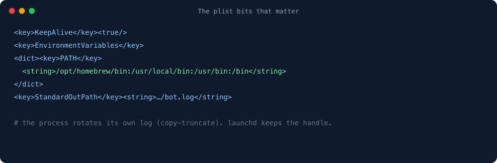 The plist bits that matter